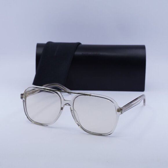 Saint Laurent SL545 002 Sunglasses Beige Aviator Frame, Light Yellow Lenses - Picture 13 of 13